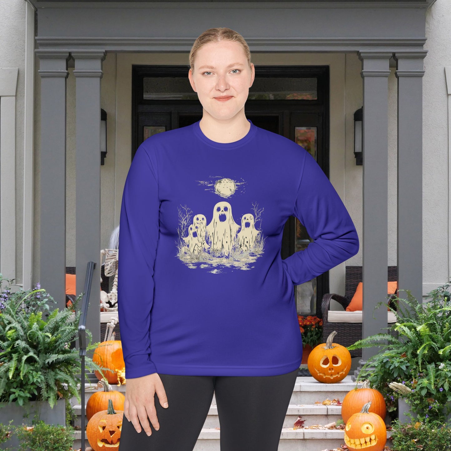 Creepy Ghost Trio Adult Long Sleeve Tee