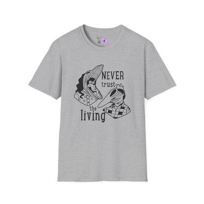 Beetlejuice Never Trust The Living Barbara & Adam T-shirt