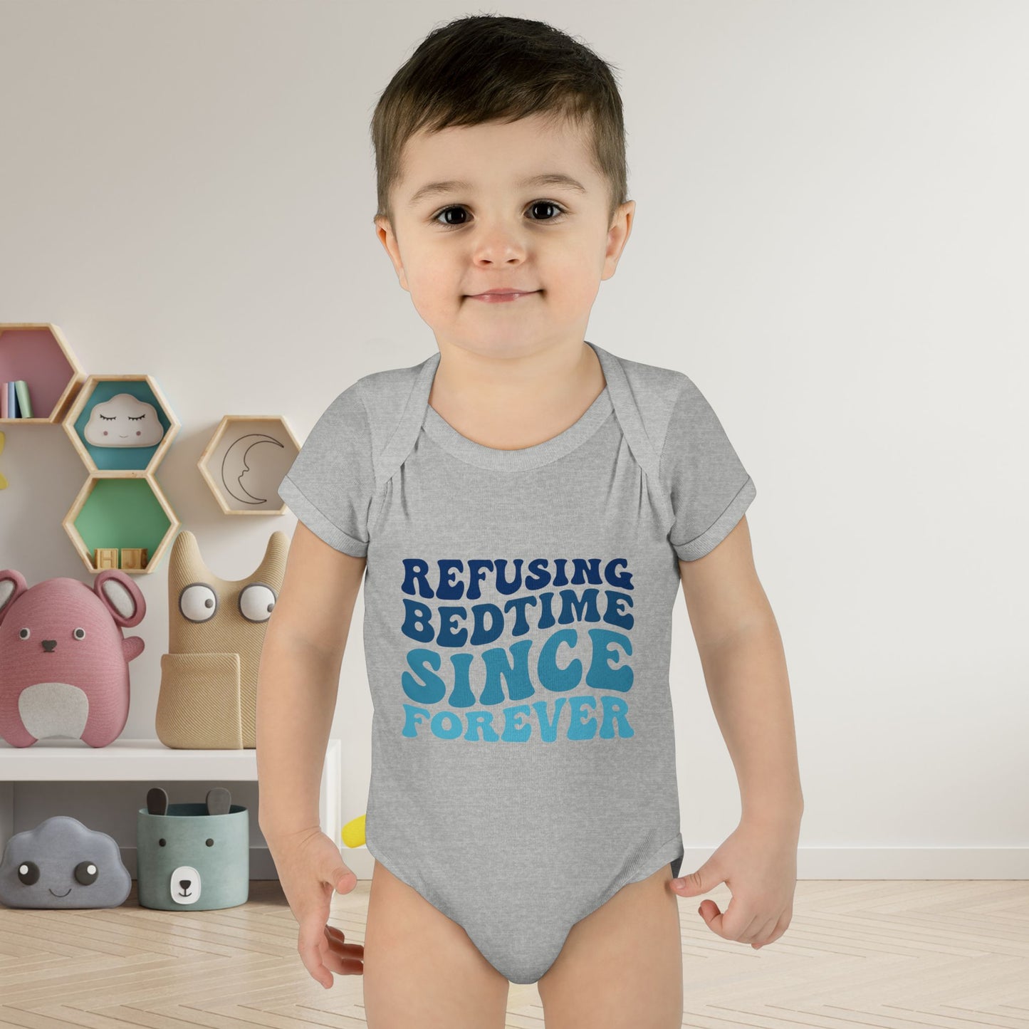 Refusing Bedtime Since Forever Baby Rib Bodysuit