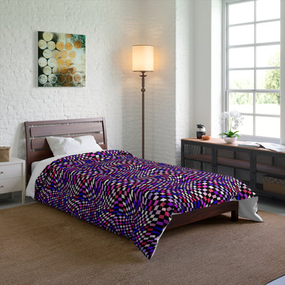 Warped Purple Checkered Comforter