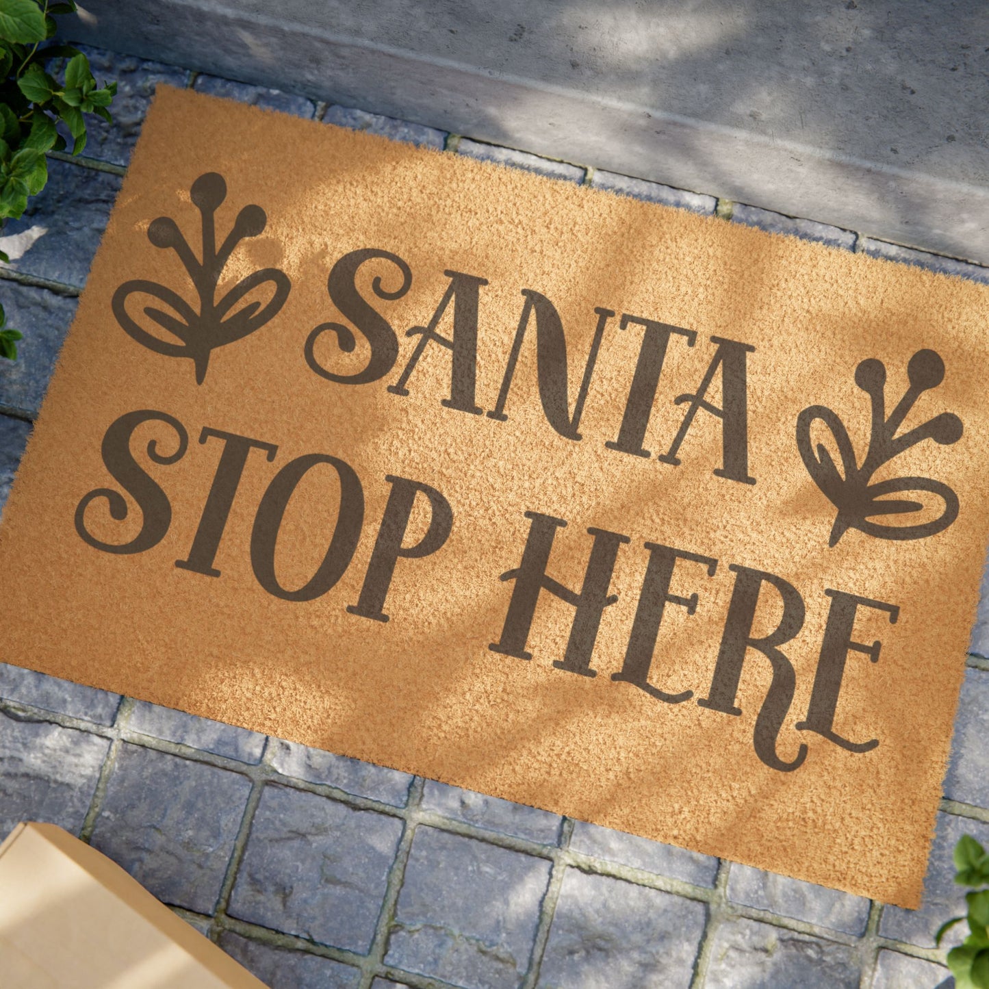 Santa Stop Here Coconut Fiber Doormat