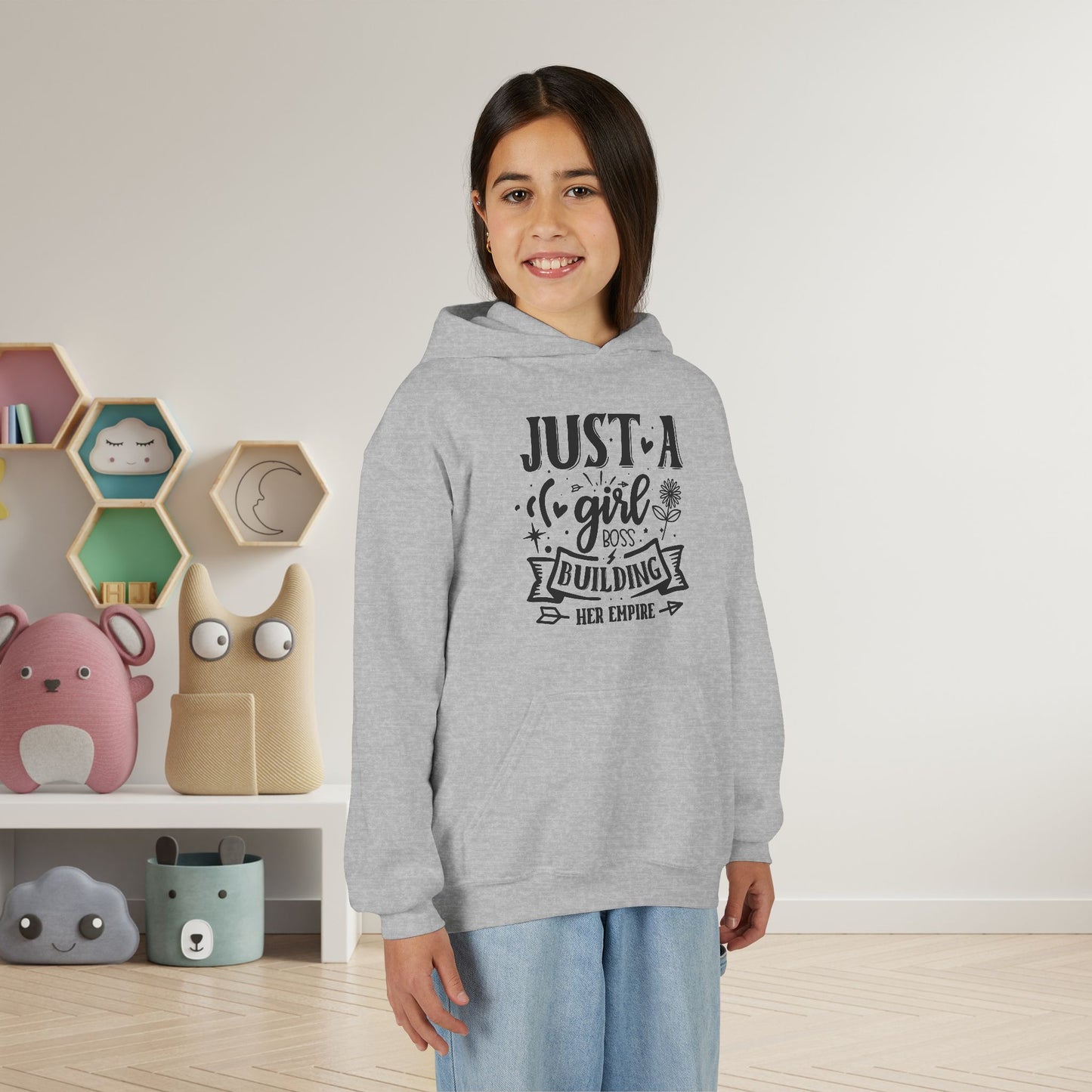 Just A Girl Boss Building Her Empire Youth Heavy Blend Hoodie