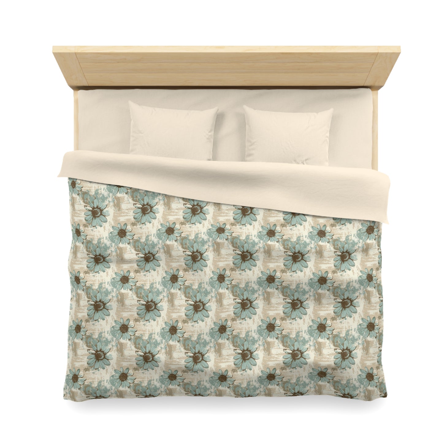 Rustic Teal Daisy Microfiber Duvet Cover