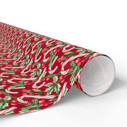 Holiday Cane Craze Wreaths Wrapping Paper
