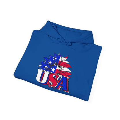 USA Red White & Blue Sunflower Heavy Blend™ Hooded Sweatshirt