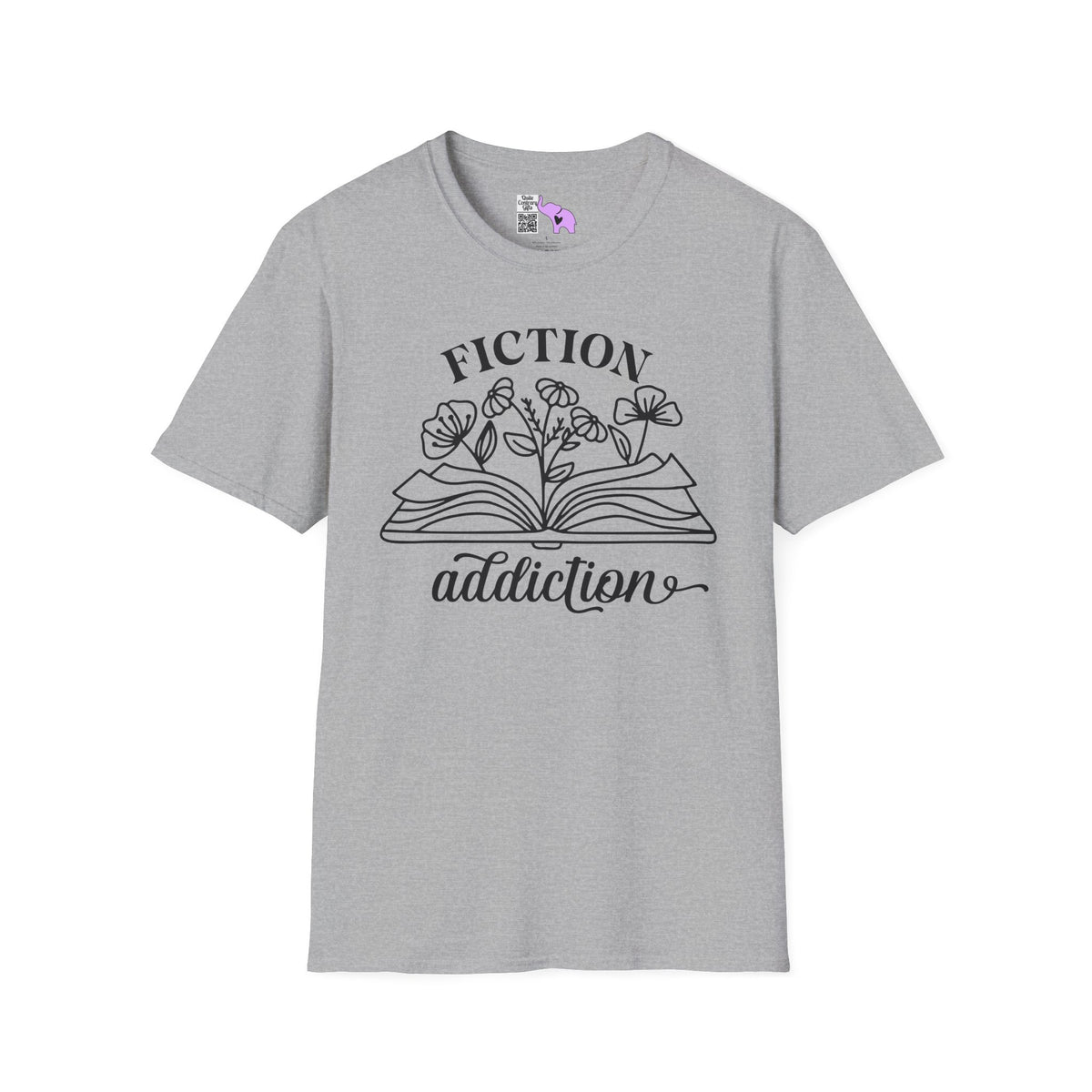 Fiction Addiction (Flowers, Open Book) Adult T-shirt