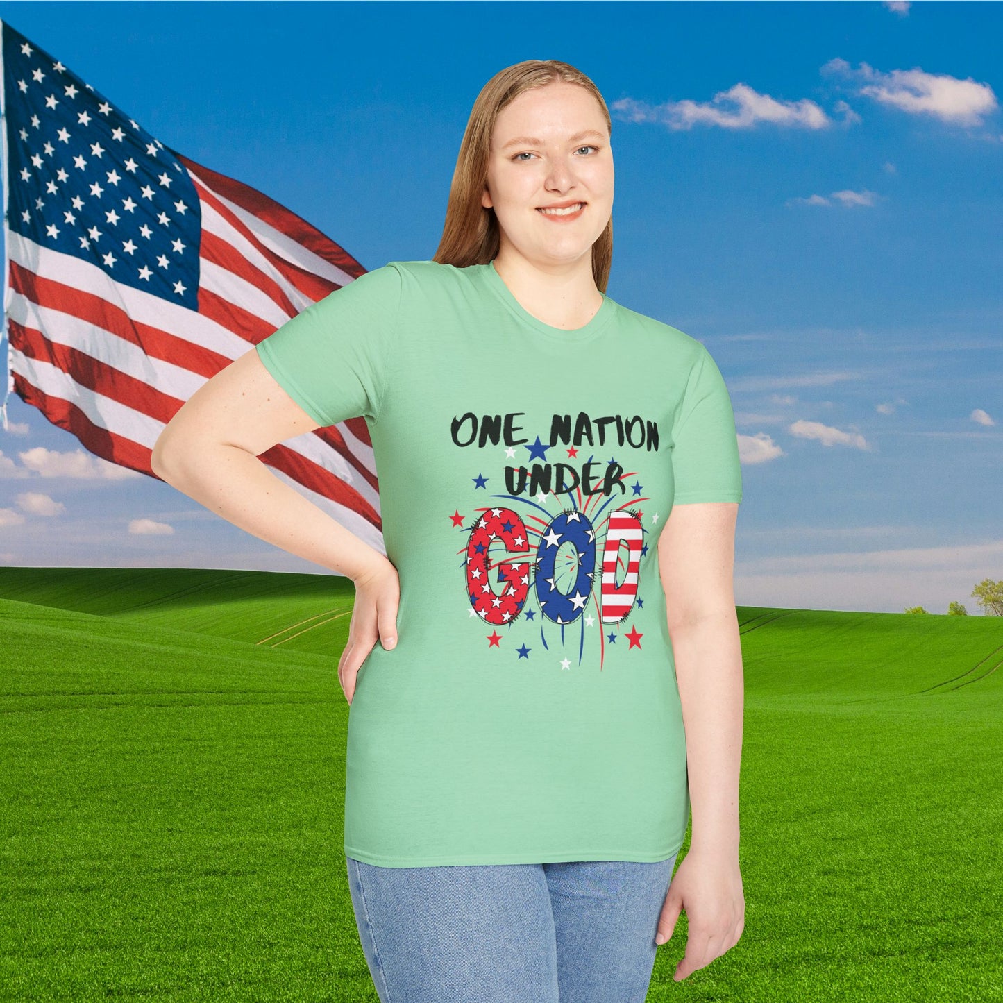 One Nation Under God Adult T-shirt