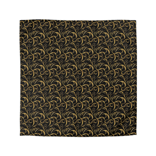 Golden Noir Swirl Microfiber Duvet Cover