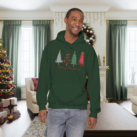 Merry Christmas Trees Adult Heavy Blend™ Hooded Sweatshirt