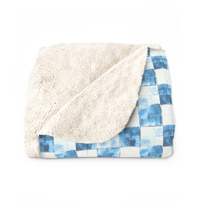 Cozy Blue Checkered Fleece Blanket