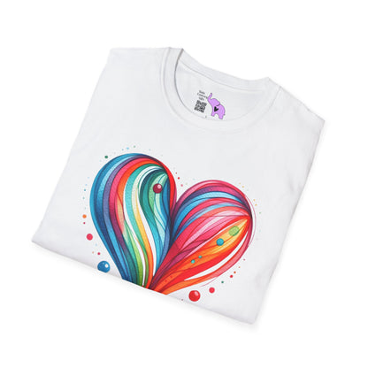 Blushing Rainbow Heart Adult T-shirt