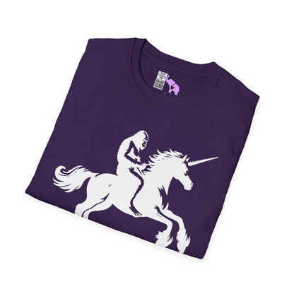 Bigfoot Rides A Unicorn Adult T-shirt