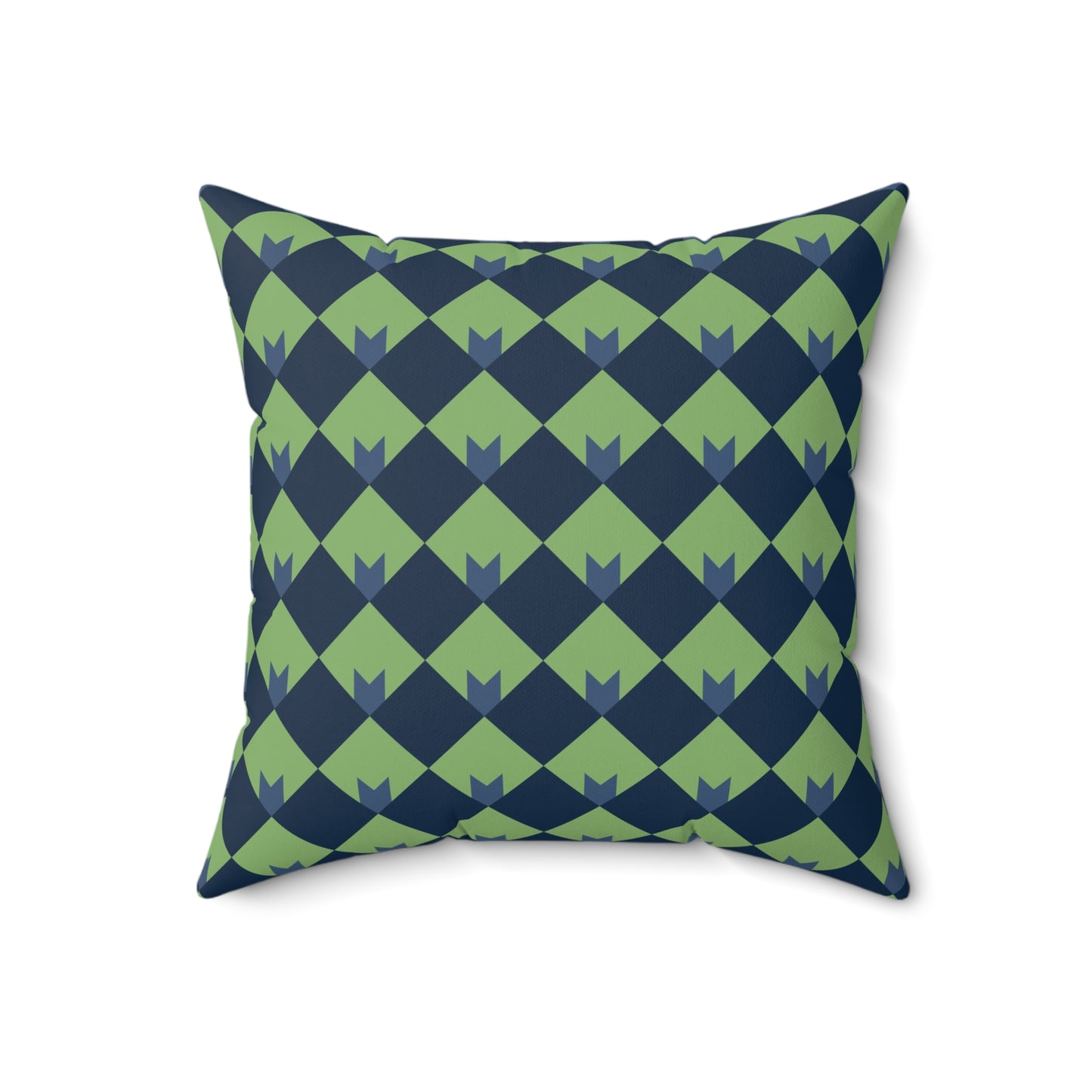 Diamond Bloom-Sage & Navy Throw Pillow