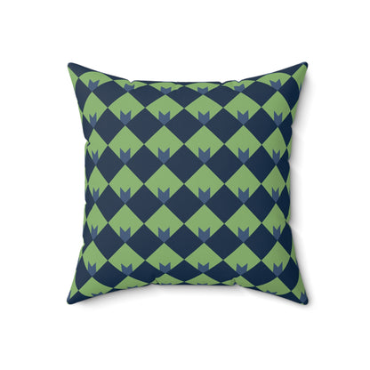 Diamond Bloom-Sage & Navy Throw Pillow