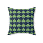 Diamond Bloom-Sage & Navy Throw Pillow