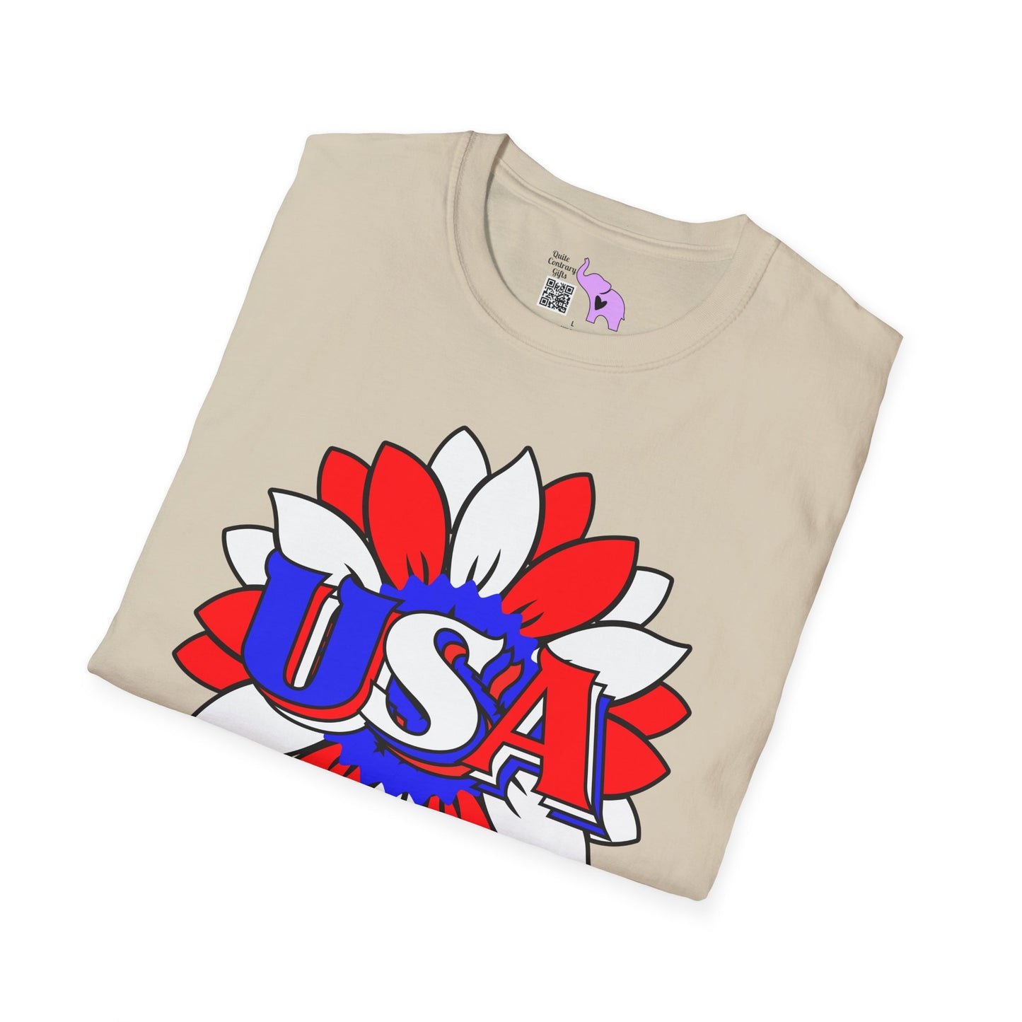 USA Red, White, and Blue Sunflower 2 Adult T-shirt