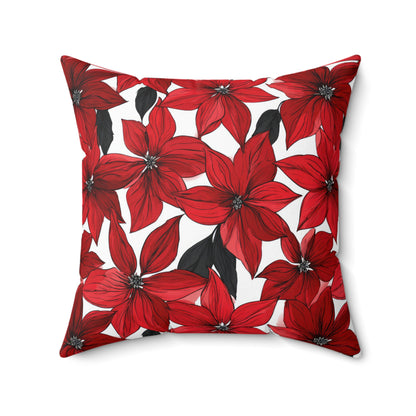 Inked Poinsettias Throw Pillow