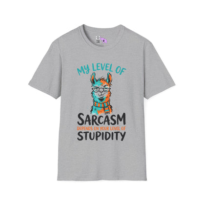 ""My Level of Sarcasm Depends on Your Level of Stupidity (Llama) Adult T-shirt