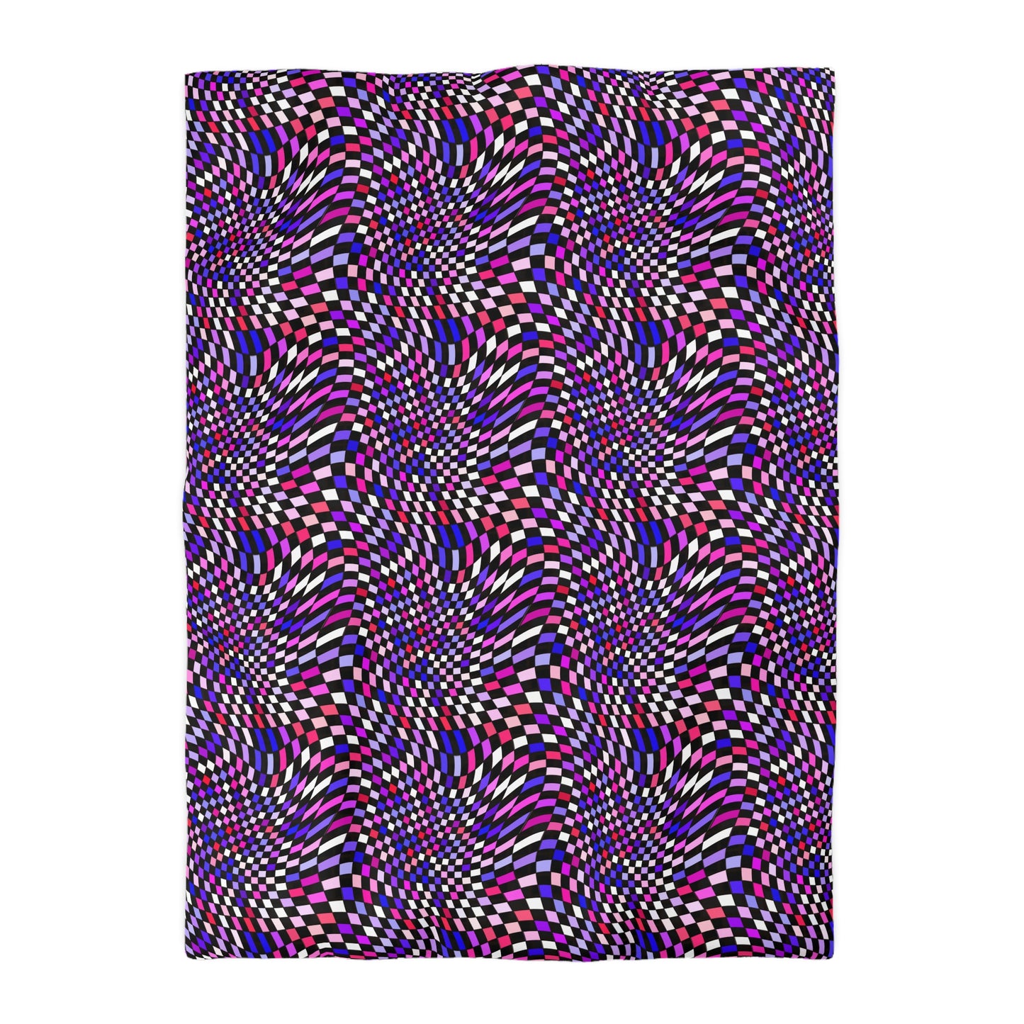 Warped Purple Checkered Microfiber Duvet Cover