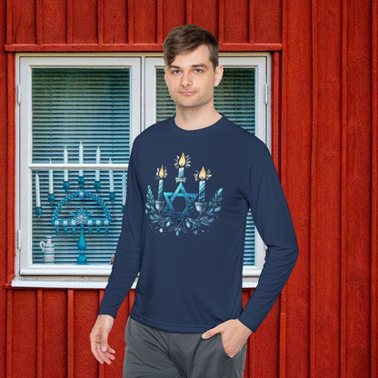 Star & Flame Hanukkah Adult Long Sleeve Tee