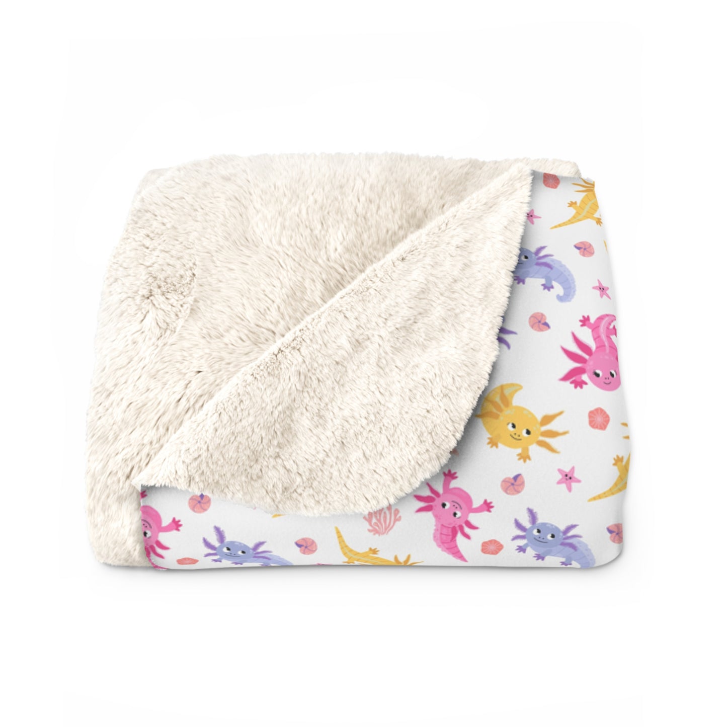 Axolotl Whimsy Sherpa Fleece Blanket