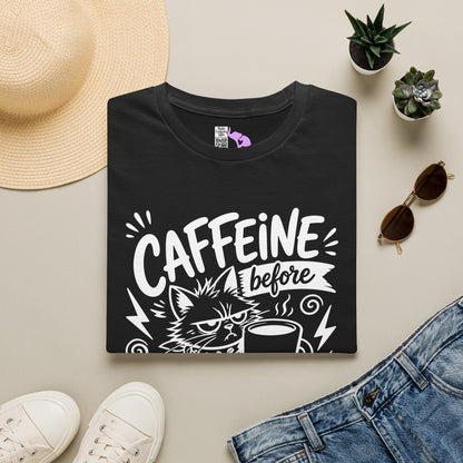 ""Caffeine Before Chaos (Cat) Adult T-shirt