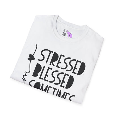 Mama Stressed Blessed Sometimes A Mess Adult T-shirt