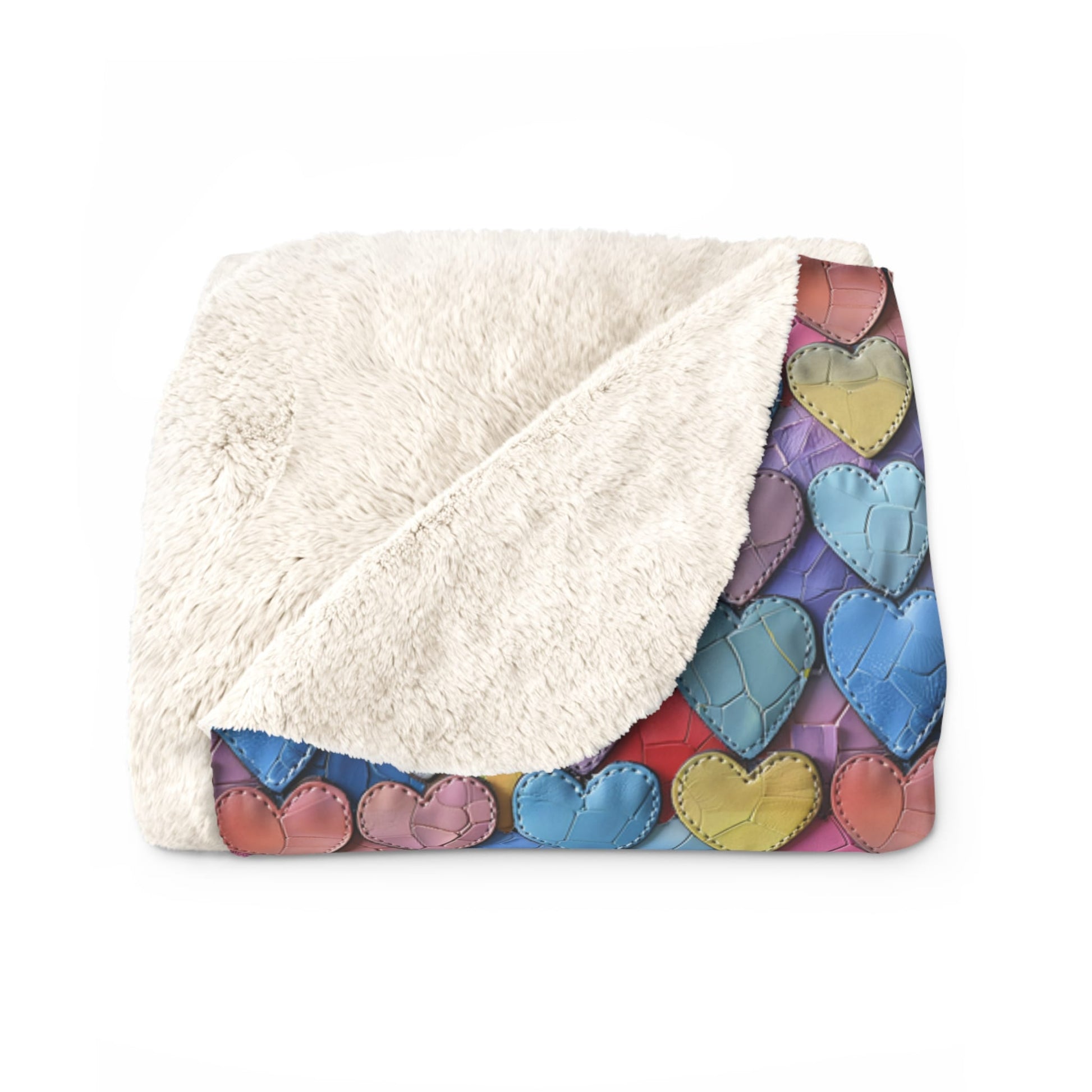 Color Pop Leather Hearts Fleece Blanket