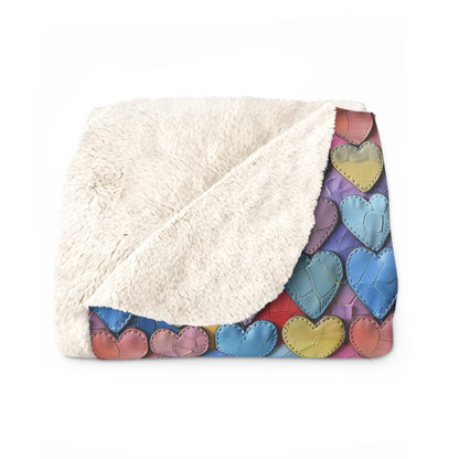 Color Pop Leather Hearts Fleece Blanket