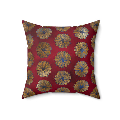 Majestic Crimson Daisies Throw Pillow