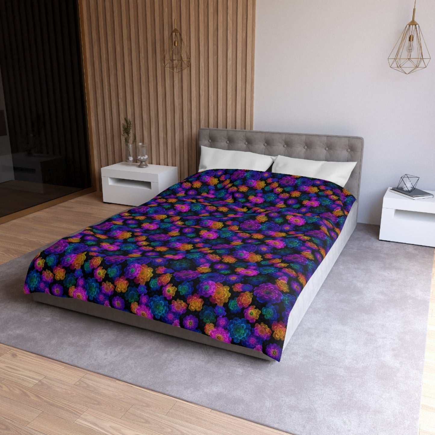 Luminous Carnations Microfiber Duvet Cover