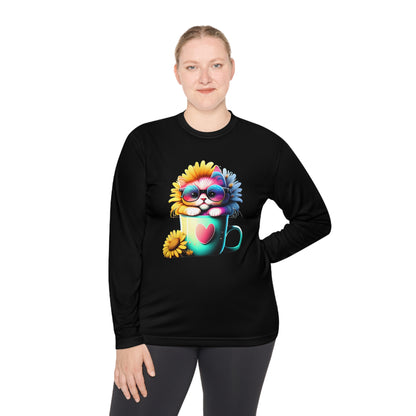 Cool Sunflower Kitten 2 Adult Long Sleeve Tee