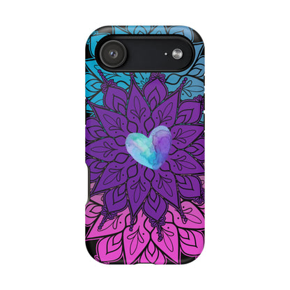 Colorful Mandala w/Heart MagSafe® Compatible Tough Case for iPhone