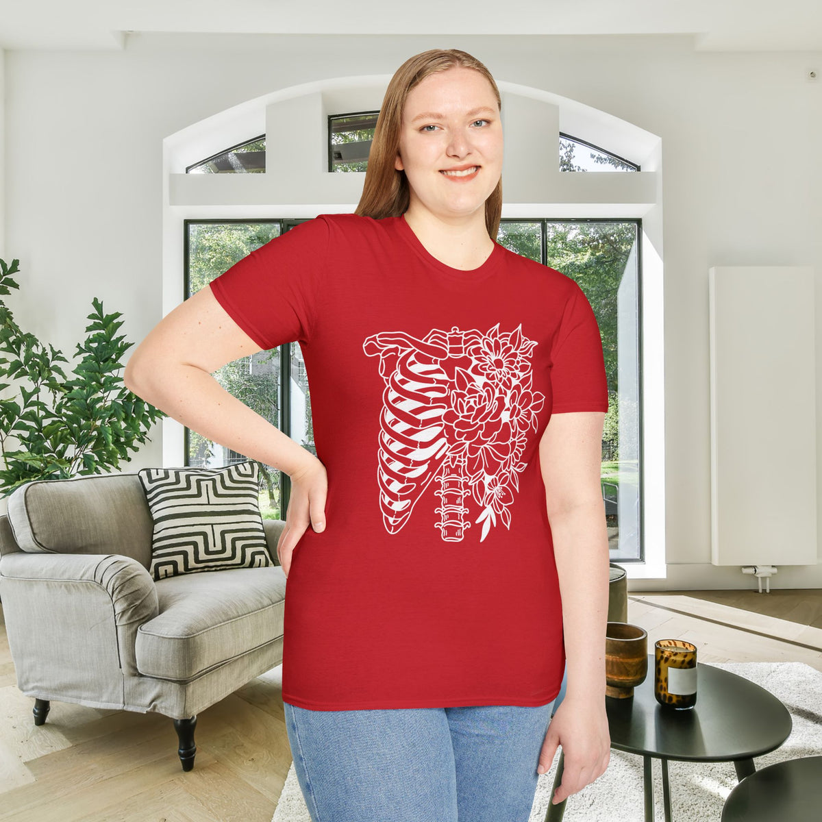 Floral Ribcage Adult T-shirt