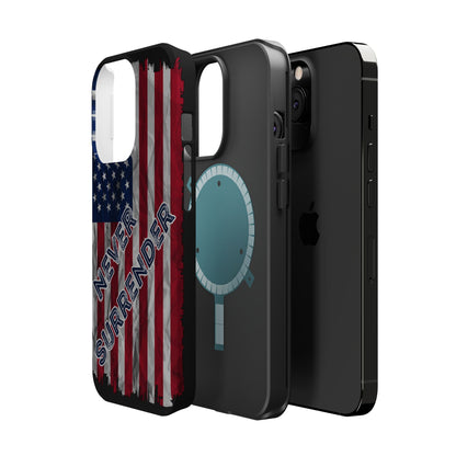 Never Surrender American Flag MagSafe® Compatible Tough Case for iPhone