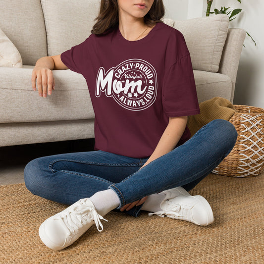 Crazy Proud Always Loud Volleyball Mom Adult T-shirt