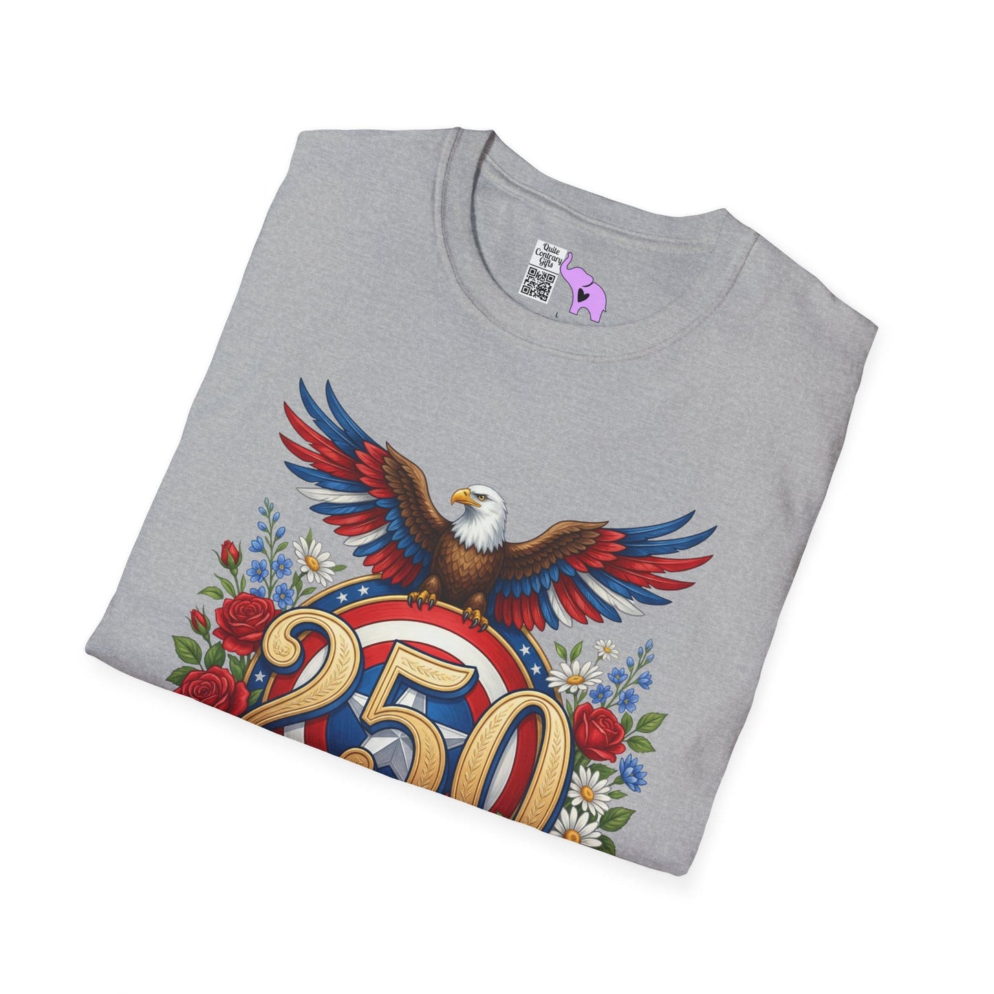 Bald Eagle & Flowers 250 Years of Freedom 1776-2026 Anniversary Adult T-shirt