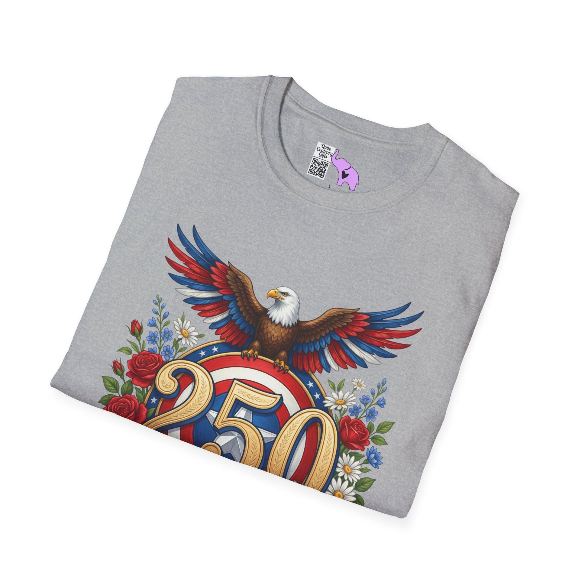 Bald Eagle & Flowers 250 Years of Freedom 1776-2026 Anniversary Adult T-shirt
