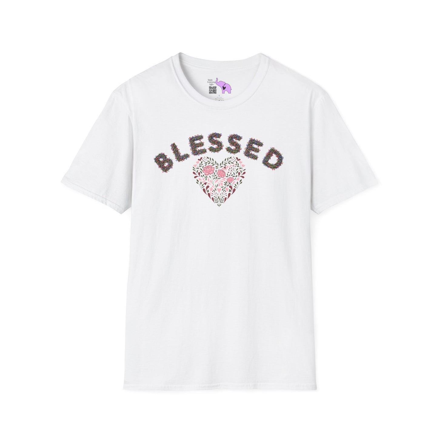 Blessed w/Heart (Floral) Adult T-shirt