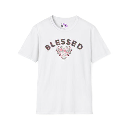 Blessed w/Heart (Floral) Adult T-shirt