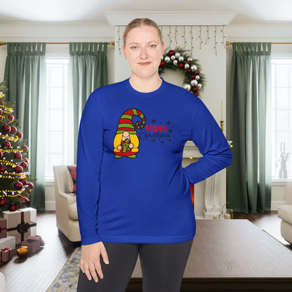 Merry Christmas Girl Gnome Adult Long Sleeve Tee