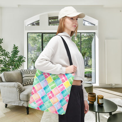 Watercolor Weave Canvas Tote Bag