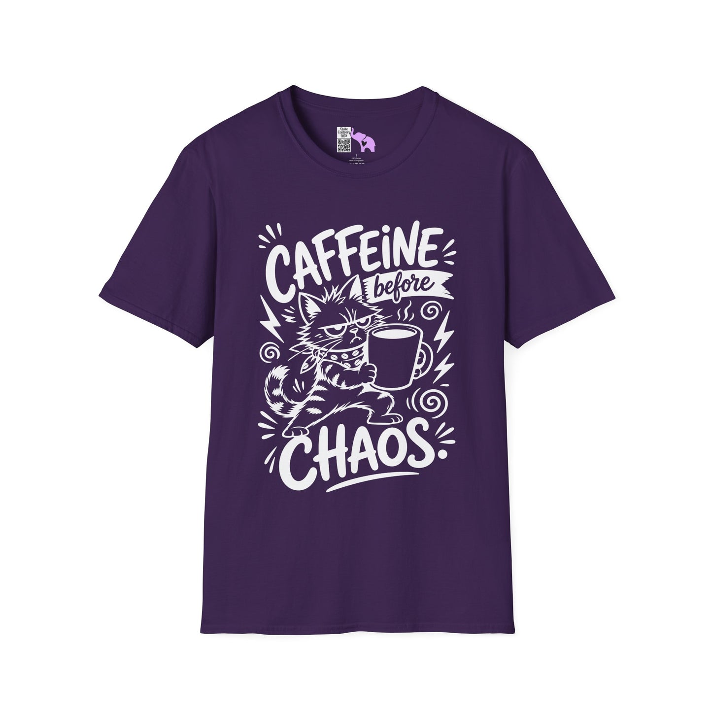 ""Caffeine Before Chaos (Cat) Adult T-shirt