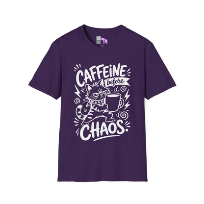 ""Caffeine Before Chaos (Cat) Adult T-shirt