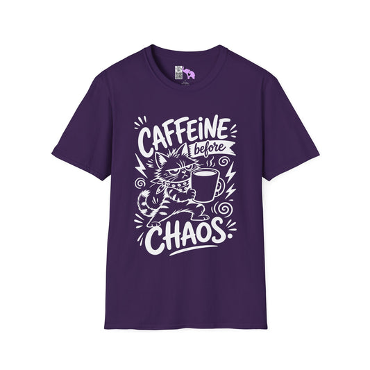 Caffeine Before Chaos (Cat) Adult T-shirt