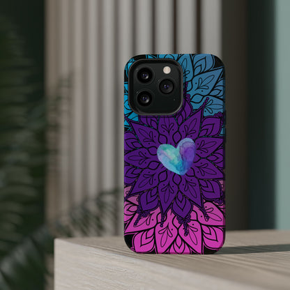 Colorful Mandala w/Heart MagSafe® Compatible Tough Case for iPhone