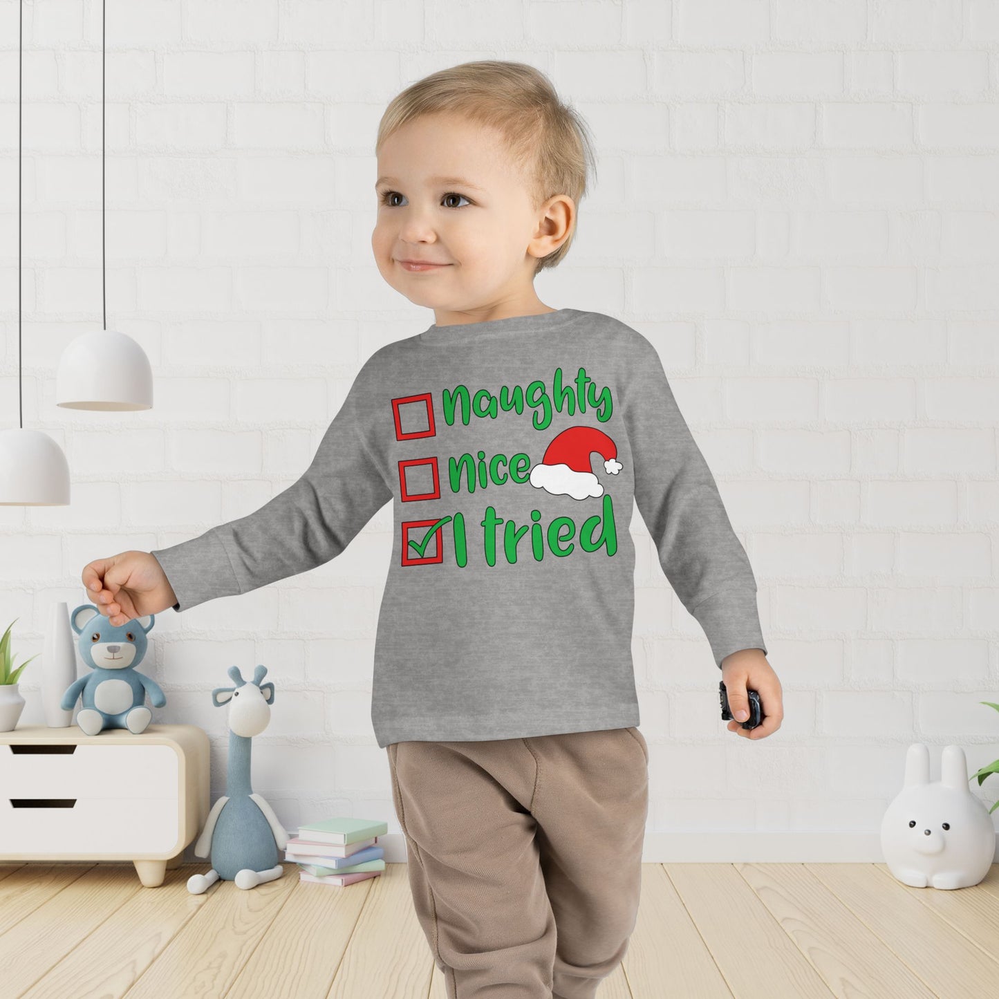Naughty Nice I Tried Toddler Long Sleeve Tee