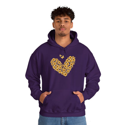 Sunflower Heart & Butterflies Heavy Blend™ Hooded Sweatshirt