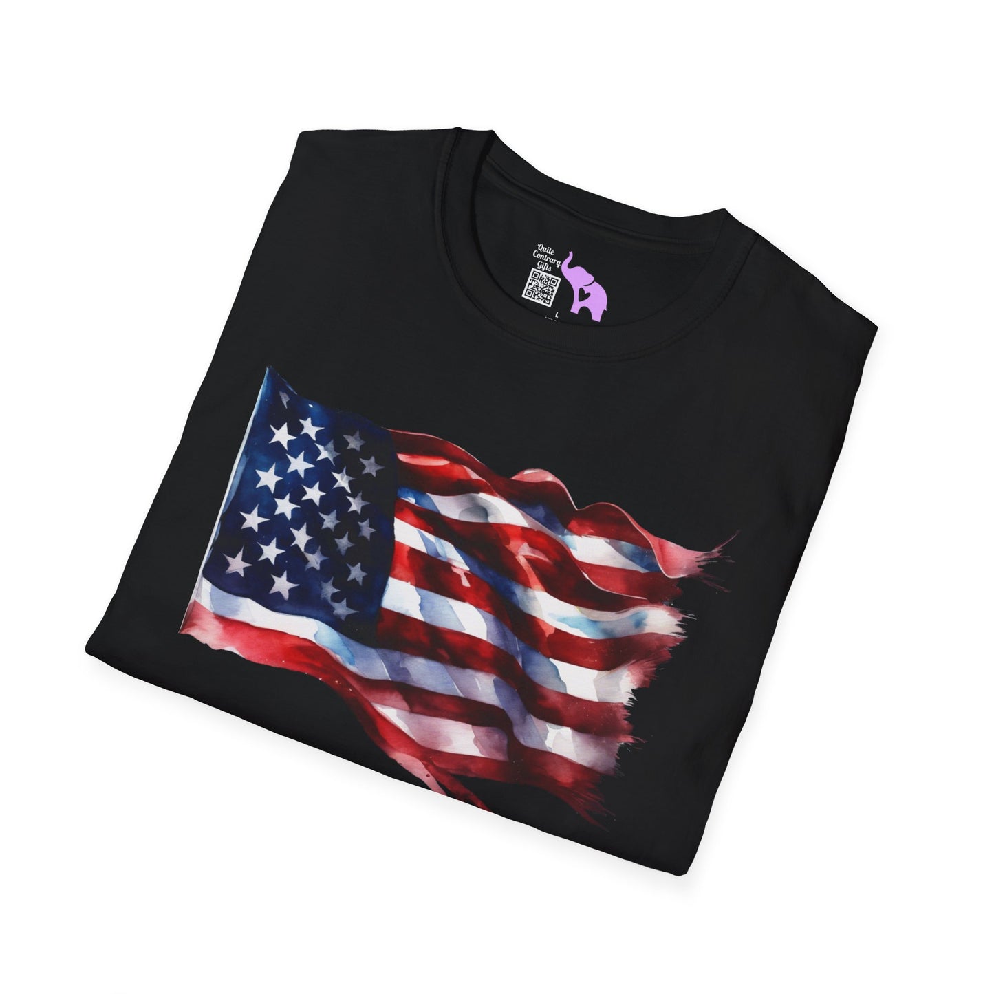 Waving American Flag Adult T-Shirt