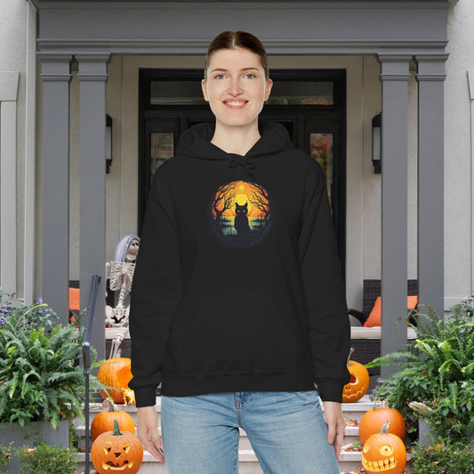 Creepy Black Cat 6 Heavy Blend™ Hooded Sweatshirt